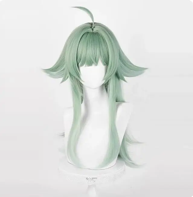 Wig Synthetic Long Straight Green Anime Game Cosplay Hair Heat Resistant Wig for Party