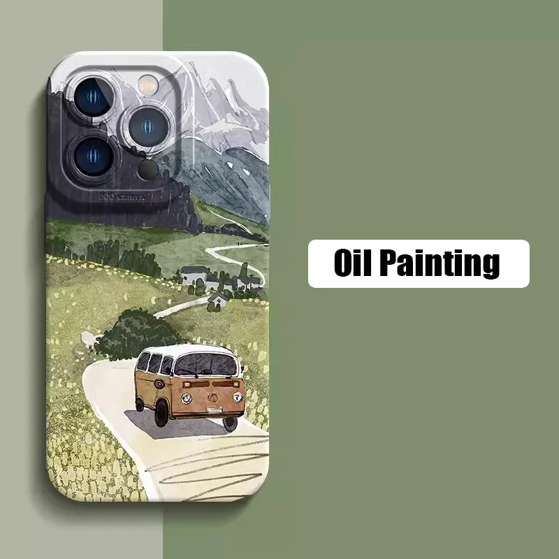 Van-Gogh Oil Painting Phone Case For iPhone 11 12 13 14 15 Pro Max XS X XR 7 8 15 Plus SE 2020 Shockproof Silicone Bumper Cover