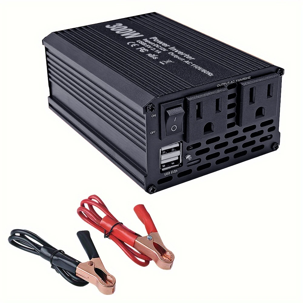 

Автомобильный инвертор мощности 300 Вт, чистая синусоида, преобразователь постоянного тока 12 В в переменный ток 110 В, США, пиковая мощность 600 Вт для автомобиля, автофургона, кемпинга, путешествий