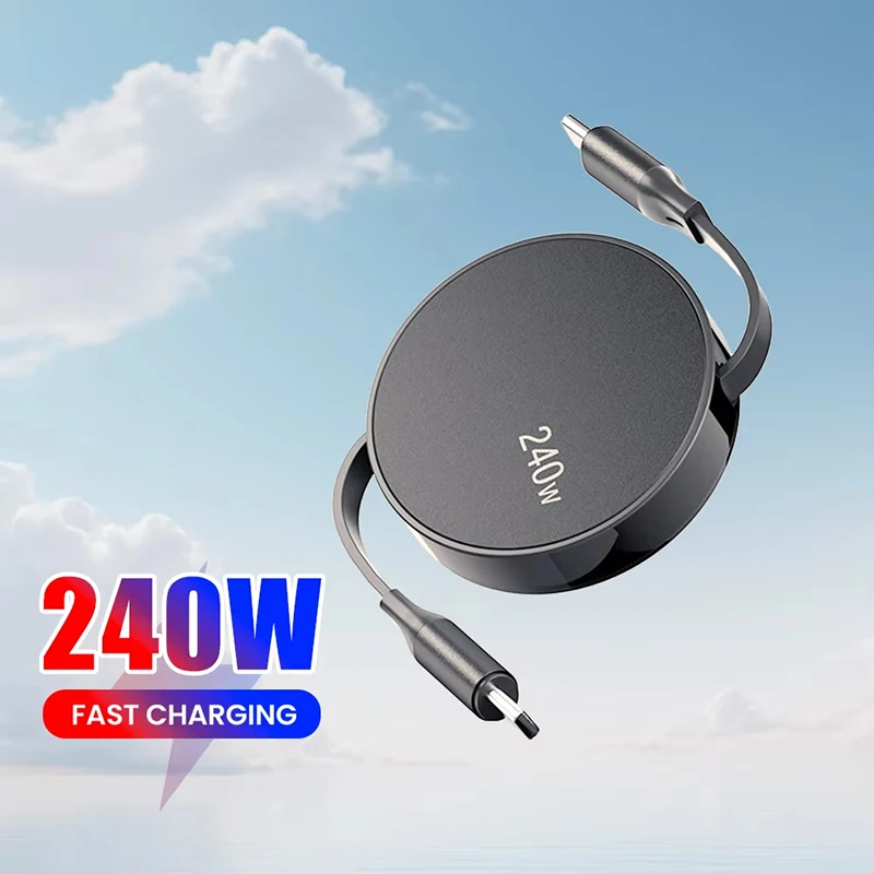 PD 240W Retractable Type C to Type C Fast Charging Data Cable For iPhone 16 15 Samsung Huawei Xiaomi Notebook Macbook iPad Cord