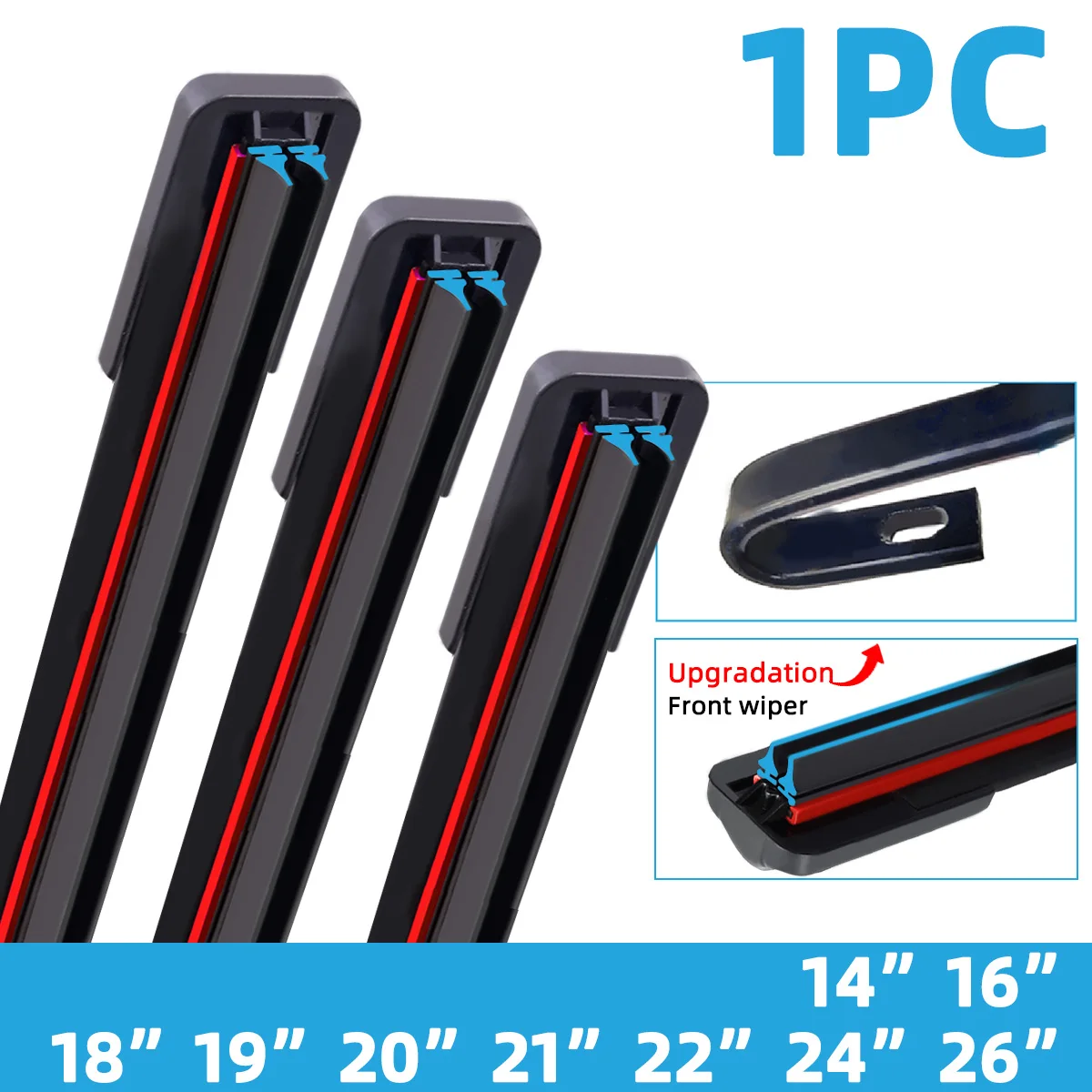 General J/U-shaped automotive double rubber strip wiper blade 14 