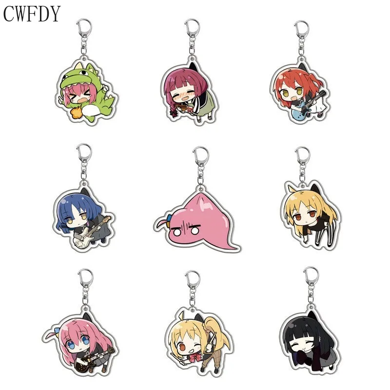 Anime Bocchi The Rock Girls Acrylic Keychain Gotou Hitori Ijichi Nijika Yamada Ryo Kita Ikuyo Figures Pendant Key Chain For Fans