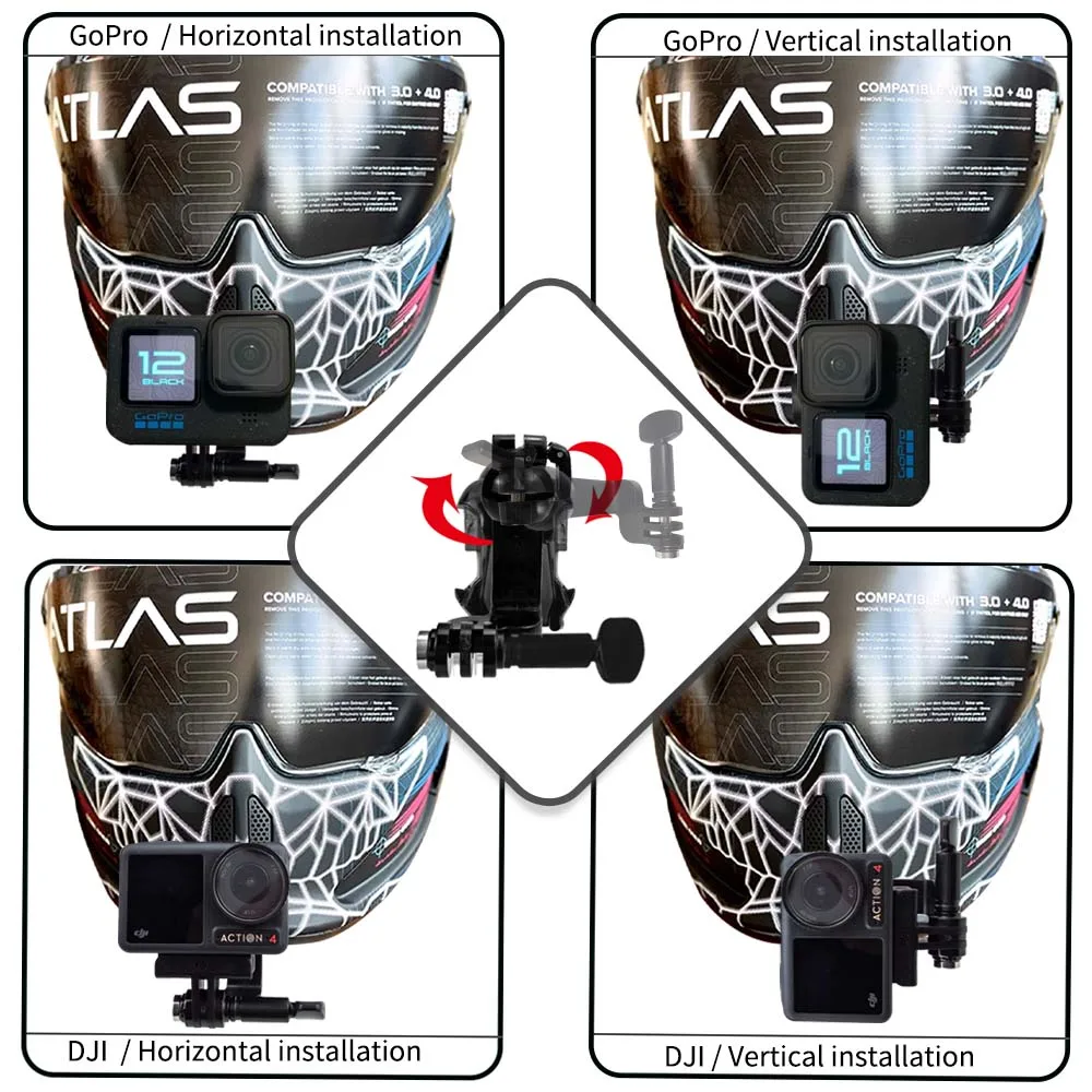 Support de ruisseau personnalisé pour casque de moto, adapté pour Ruroc ATTol4.0 et 3.0 Premium, GoPro12 11 10 Insta360 Bery X2 Rs DJI Camera