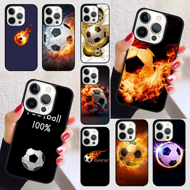 Fire Football Soccer Ball cover For iPhone 15 16 13 12 11 14 Pro Max Mini Max SE 2020 7 8 6S Plus Phone Case