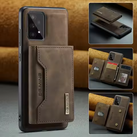 Removable Magnetic Phone Wallet Bag Leather Case For Samsung S25 S22 S21 S20 Plus S23 S24 FE S25 Ultra A36 A55 A54 A53 A52 Cover