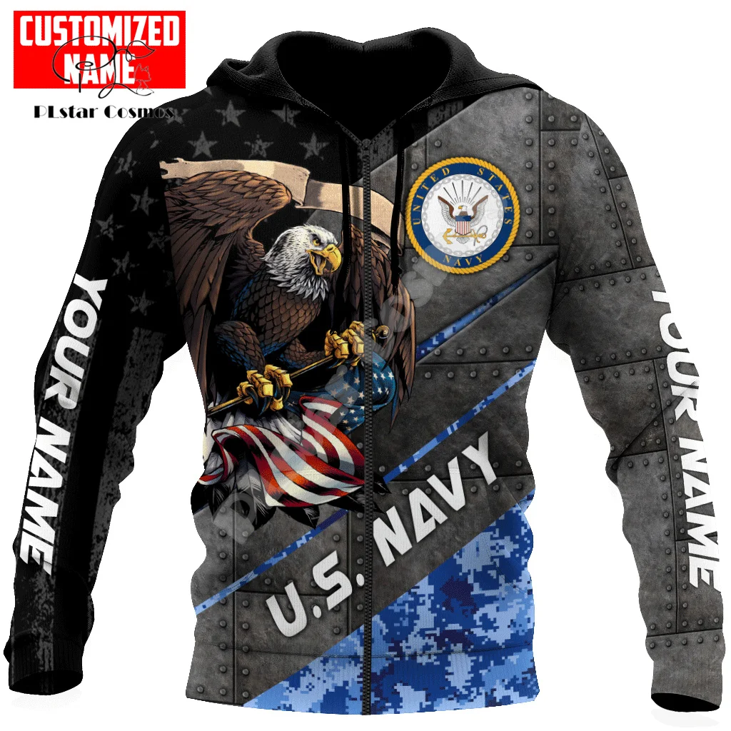 Custom Name Army Military Veteran Soldier Camo Eagle Long Sleeves Tracksuit 3DPrint Pullover Streetwear Casual Jacket Hoodies 30