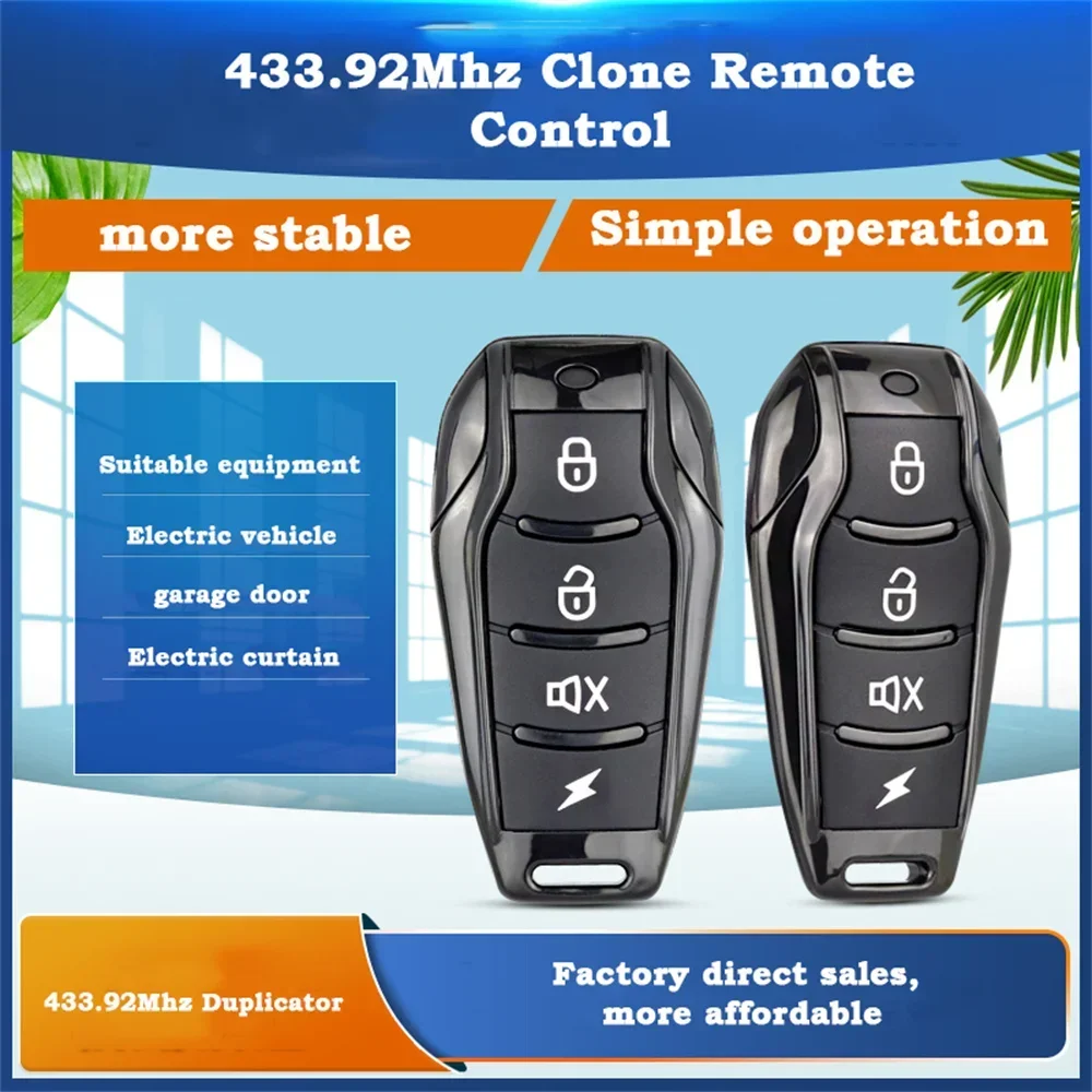 Car Key 433MHz Remote Control Duplicator Garage Door Gate Opener Universal Copy Garage Door Smart Home
