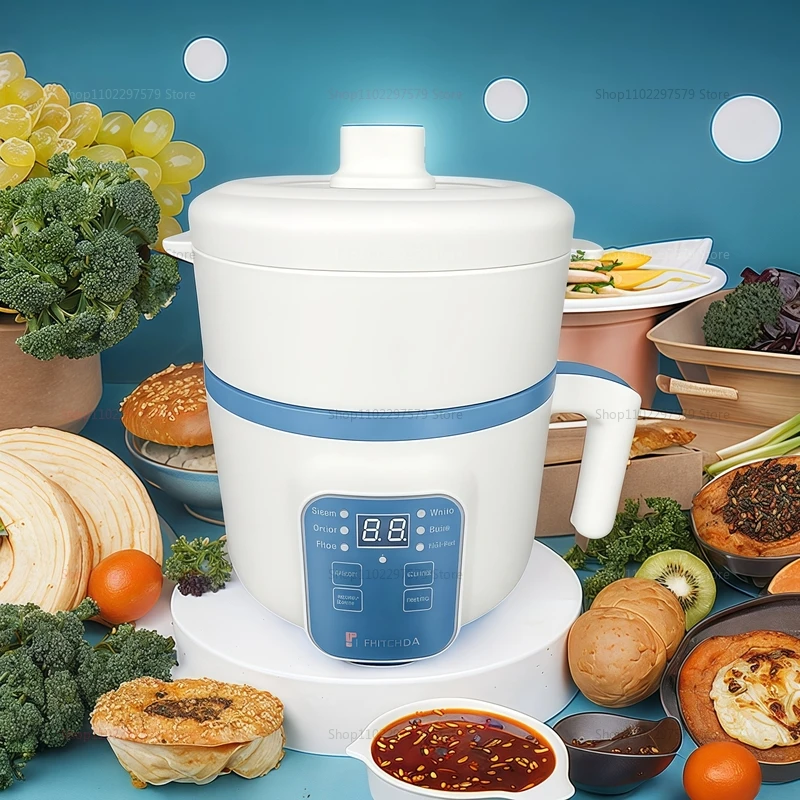 Electric Hot Pot Cooker for 1-2 People Non-Stick Multifunctional Rice Steamer Soup Stew Egg Cooker Kitchen Appliance