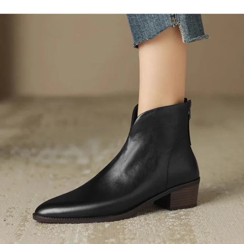 2023 inverno nuove donne stivali punta a punta Solid calzini alla caviglia scarpe donna tacco quadrato tacchi alti semplici stivali Comfort Botas De