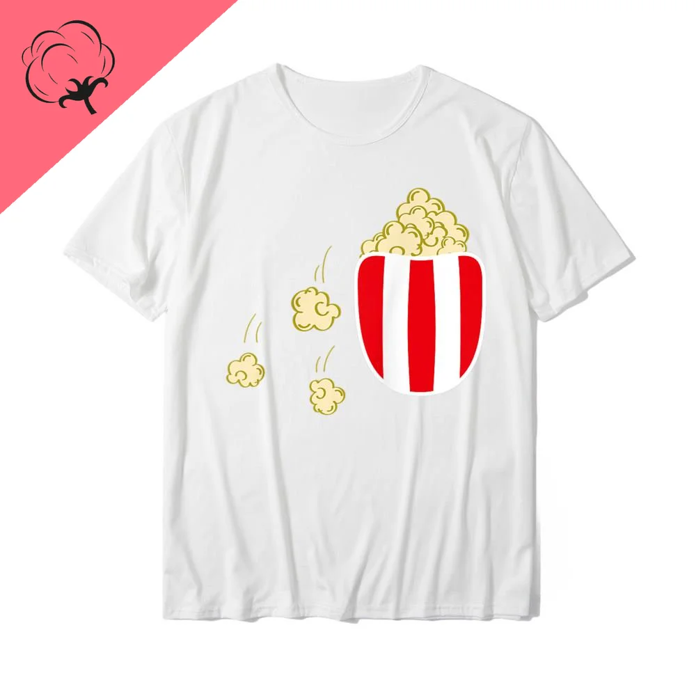 Pocket popcorn Fun Men Women Cotton T-shirt Classic fashion comfortable short sleeve top summer chic outfit