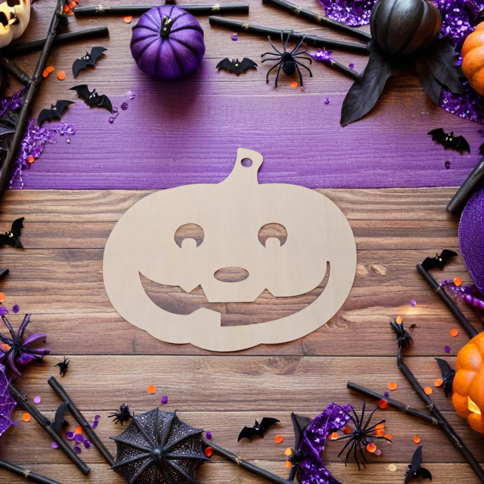 

6Pcs Wood Pumpkin Cutouts Unfinished Blank Slices for DIY Halloween Decorations Beige Wood Pumpkin Decor Wooden Craft Ornaments