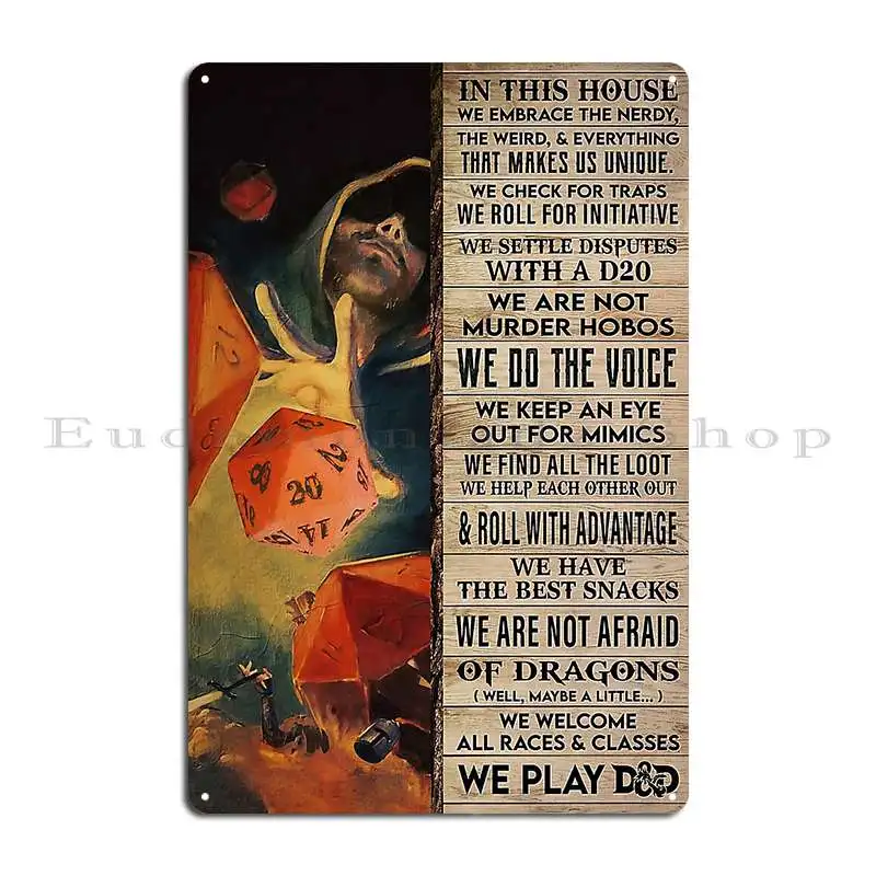 The Dungeon Master In This House We Play Do Dandd Metal Sign Plaques Pub Garage Pub Plates Bar Cave Design Tin Sign Poster