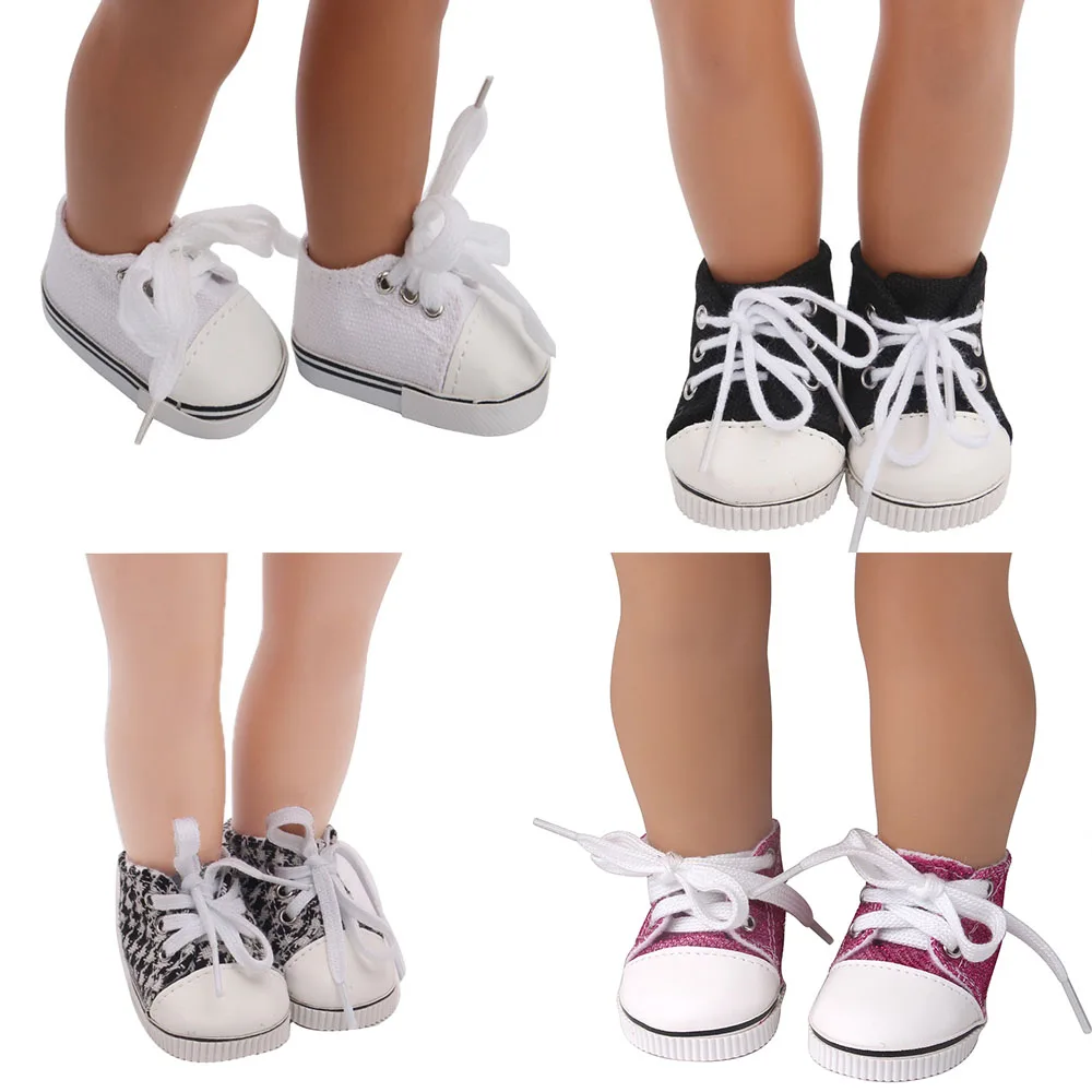 18 Inch Doll Girl Big Head Canvas Shoe Doll Fashionable and Versatile Daily Shoe Doll Simple Wearing Doll Accessories