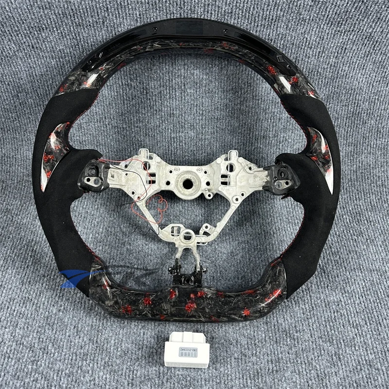 Forged Carbon Fiber Black Suede Steering Wheel with LED Lights for 2022-2025 T-oyota GR86 - Performance Upgrade Auto Accessory