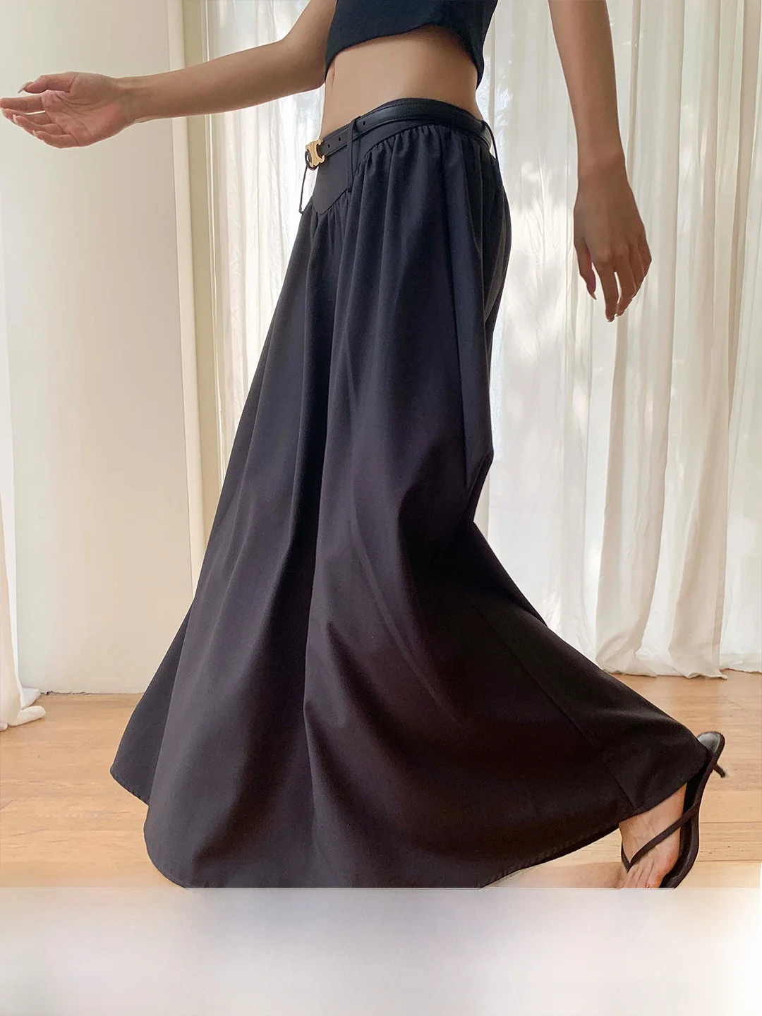 

ZOCHEEO повседневная плиссированная тяжелая юбка-длина женская летняя простая элегантная свободная посадка трапециевидной формы