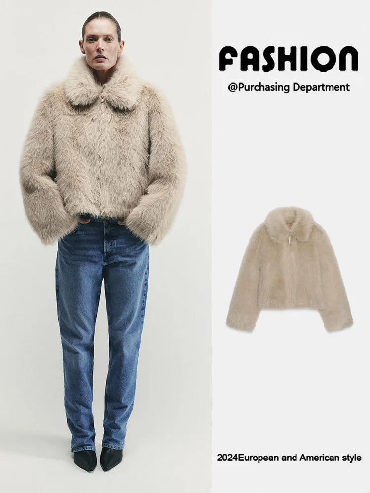 

Faionable Double-Sided Artificial Fur Effect Jaet Women's New Arrival Winter Coat Ele Quali ort Outerwear