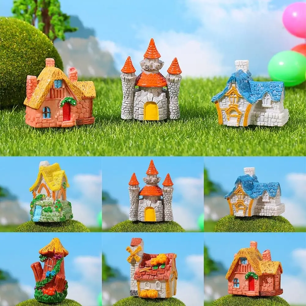 Multicolor Miniature Castle Creative Micro Landscape Resin Desktop Knick-knack Home Decor Car Ornament Cartoon House Figurines