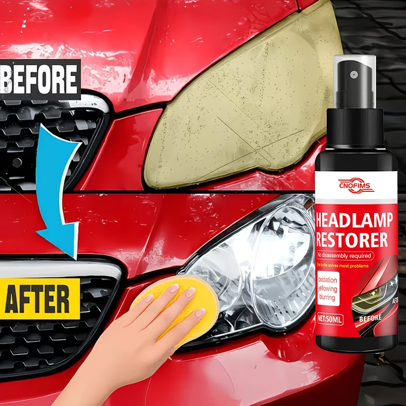 Car Headlight Repair Spray, Fast Clarity Restorer for Oxidized Yellowed and Blurry Headlight Lenses