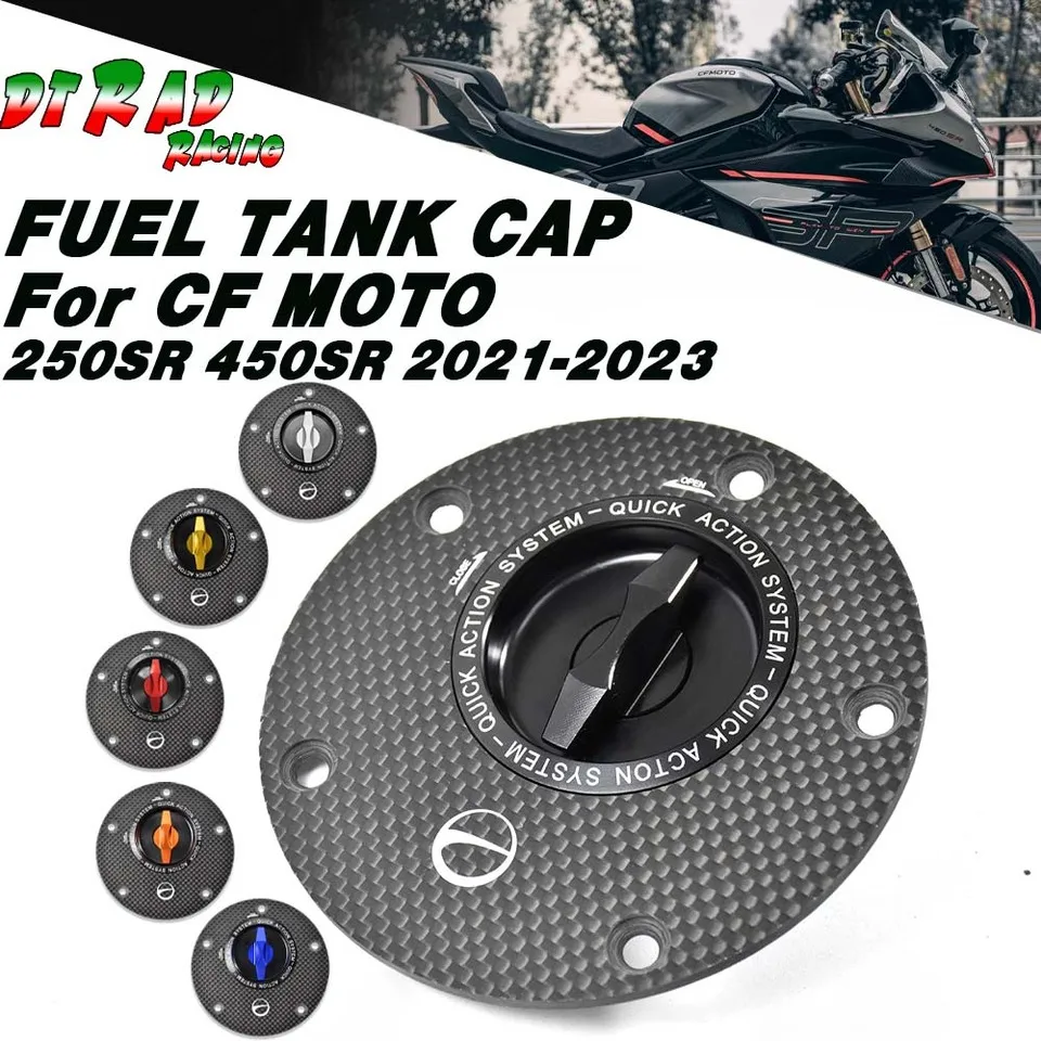 DTRAD CF MOTO 250SR 450SR 2021-2023 Carbon Fiber Quick Turn Release Racing Fuel Tank Cap Motorcycle Keyless AirboxMotorcycle Par