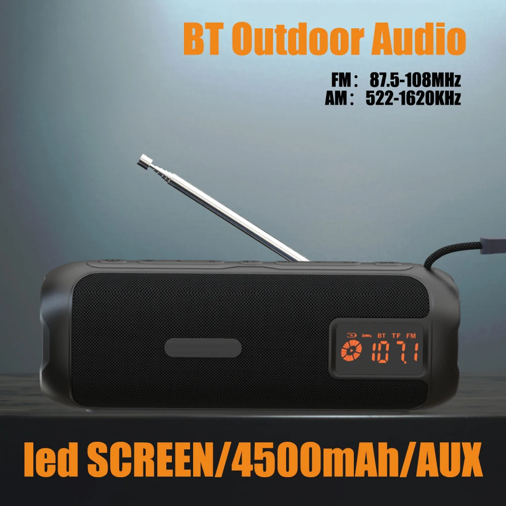 Altavoces Bluetooth 5V 2A 5W x 2 Sonido estéreo Bajos mejorados Altavoz inalámbrico portátil para exteriores Radio AM FM Radio recargable