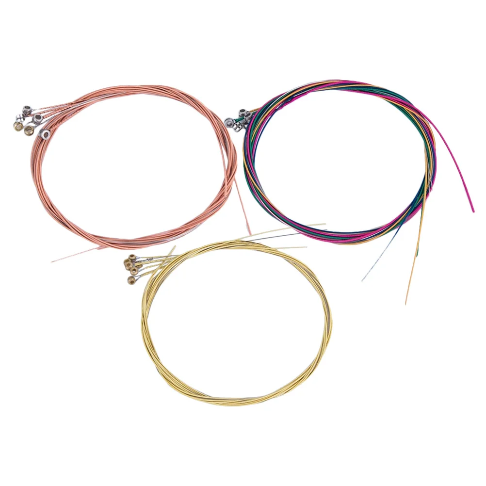 

3 Sets Folk Guitar Strings Brass Colored Steel Smooth Coated For Acoustic Classical Guitar Repair Parts Instrument
