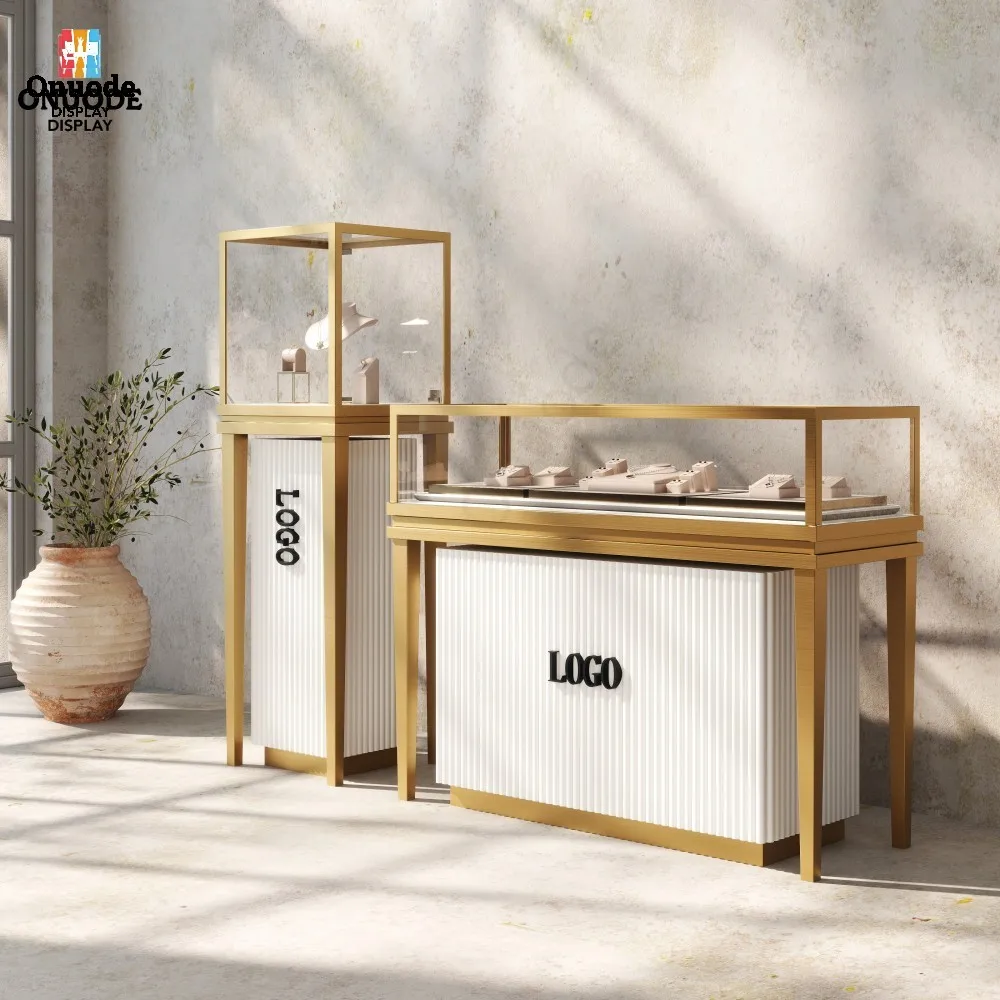 Szklana witryna ekspozycyjna na biżuterię z LED, z możliwością personalizacji, popularny design do sklepów detalicznych w centrach handlowych.