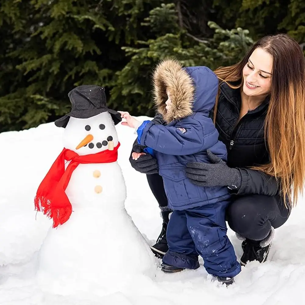 Wooden Christmas Snowman Dressing Set With Long Cozy Scarf Carrot-shaped Nose Round Buttons Realistic Twig-like Arm Garden Decor