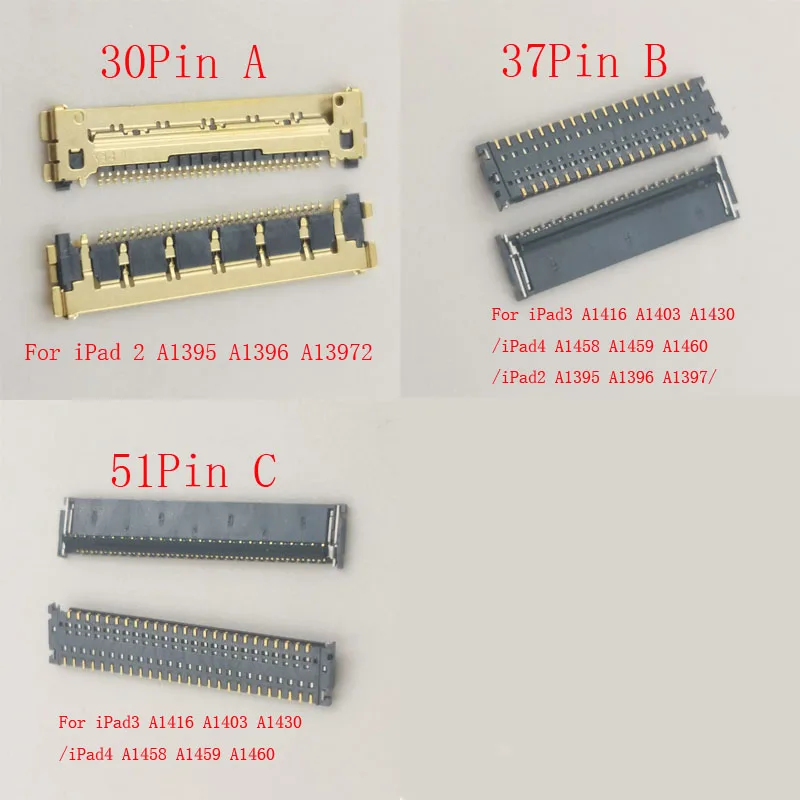 

1-10 шт. сенсорный ЖК-дисплей, разъем FPC для iPad 2 3 4 A1430 A1416 A1458 A1460 A1395 A1396 Ipad3 Board 30 37 51 Pin