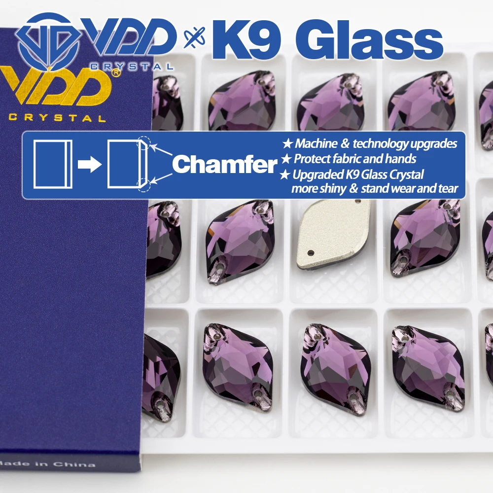 VDD Lemon Multiple Colors Top Quality K9 Glass Sew On Rhinestones Crystal FlatBack Sewing Stones For DIY Garment Decorations