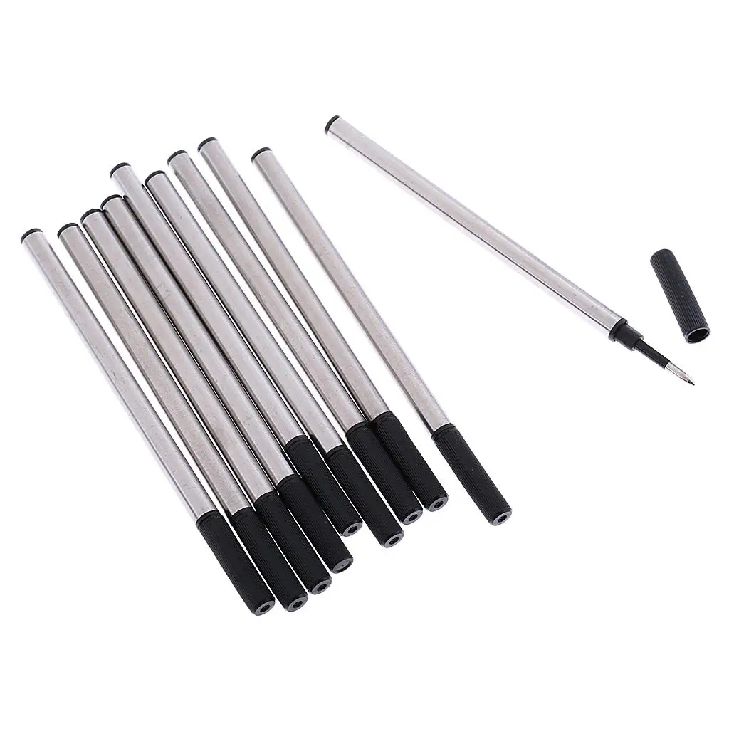 Pack of 10pcs 0.5mm Nib Metal Rollerball Pen Refills Black