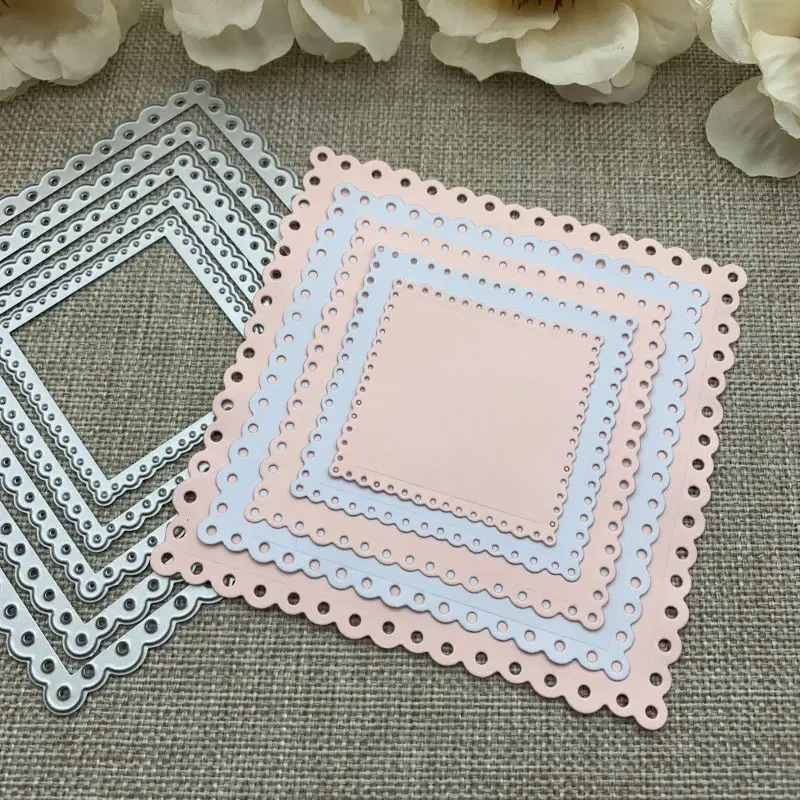 Hole Square Frame Metal Cutting Dies Stencils For DIY Scrapbooking Decorative Embossing Handcraft Die Cutting Template Mold