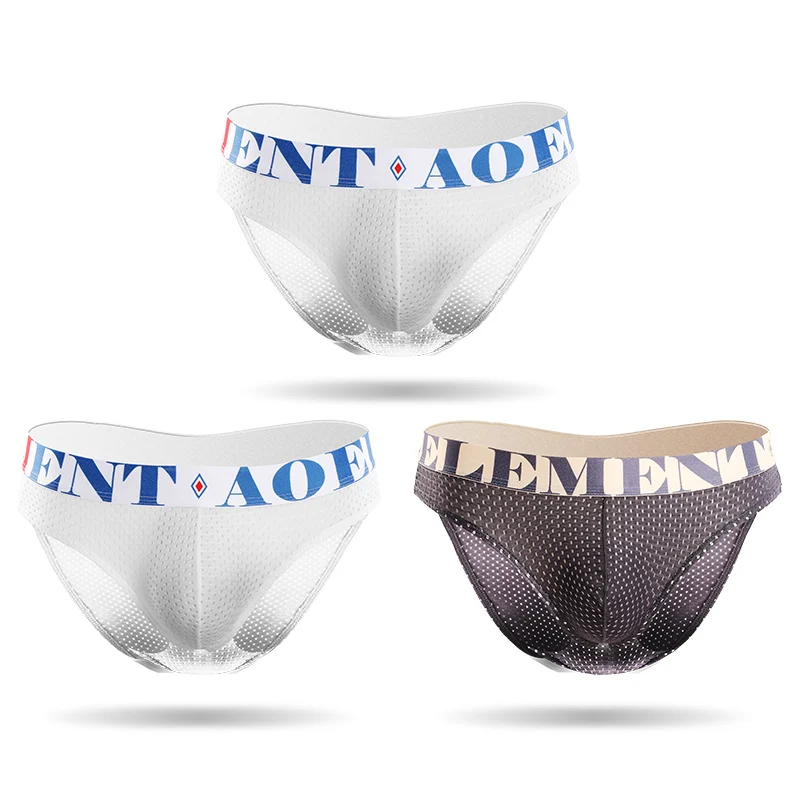 

5PCS Summer men's underwear, thin ice silk ice-like briefs, mid-waist mesh breathable shorts, sporty large-sized shorts