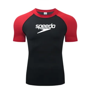 UV protection of men dive suit, tight short-sleeved swimsuit, floating swimsuit swimming, rash protector rash protection t-shirt 12 Main Sales Surf Shirt - №1