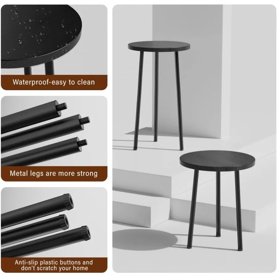 حامل نباتي داخلي طويل القامة: حامل نباتات خشبي زاوية مكون من قطعتين ديكور حديث لمنتصف القرن طاولة نباتية مستديرة صغيرة للنباتات الداخلية #3