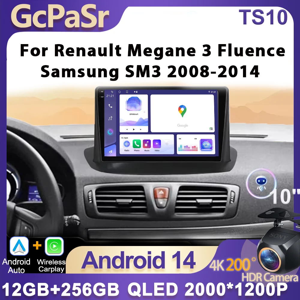 

Android 14 Car Radio Multimedia Player For Renault Megane 3 Fluence Samsung SM3 2008-2014 Wireless CarPlay 2 Din GPS Navigation