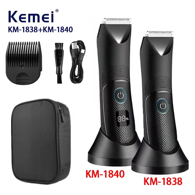 Kemei KM-1838 KM-1840 Groin Area Hair Trimmer Lawn Mower Ceramic Blade Waterproof Wet Dry Clippers Pubic Armpit Body Hair Razor