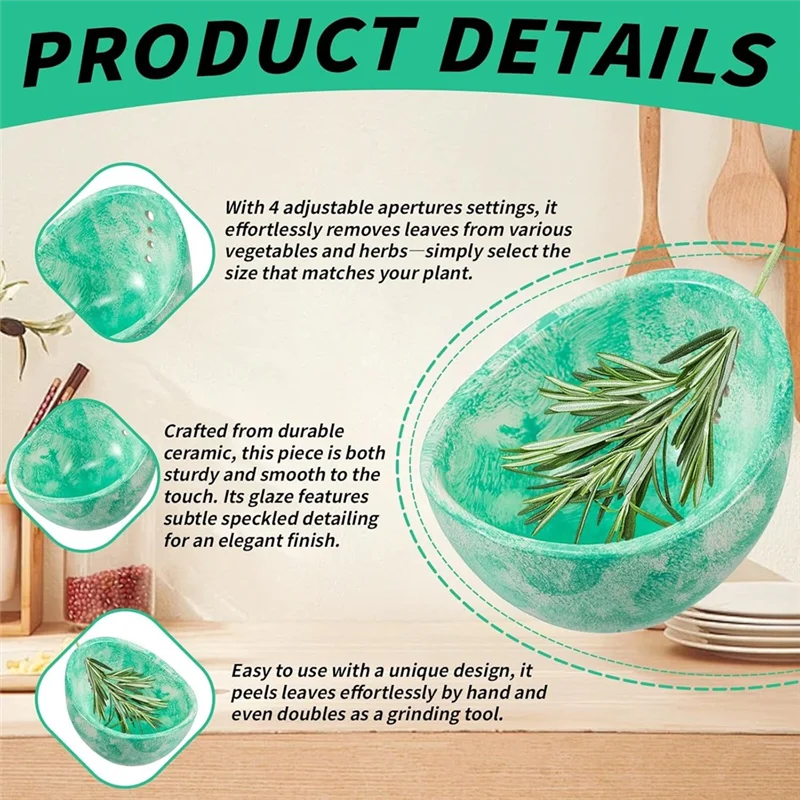 ABFU-Herb-Stripper Resin Herb-Stripper Bowl, Kitchen-Herb Stripping Tool For Kale, Chard,Thyme,Basil