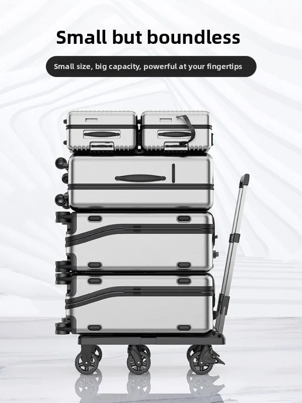 Foldable Hand Truck Portable Shopping Cart, Lightweight Silent Wheeled Trolley for Grocery Cargo Transport Home Use