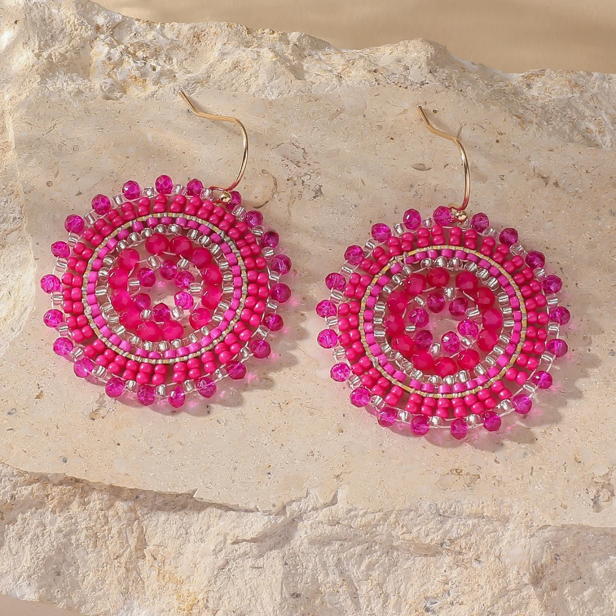 Vintage Floral Rhinestone Beads Drop Swing Earrings
