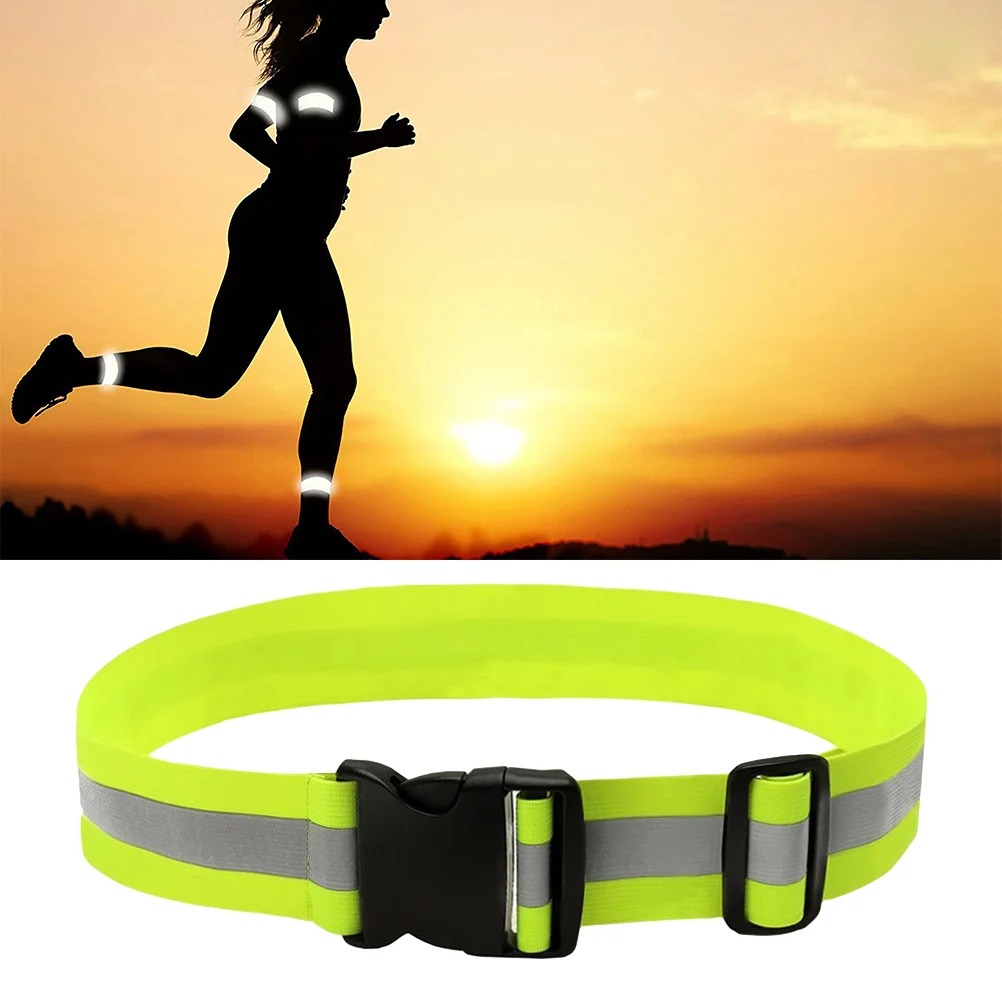 Sports Highlight Waistband Stretchable Elastic Reflective Belt for Night Riding Running (Fluorescent Yellow)