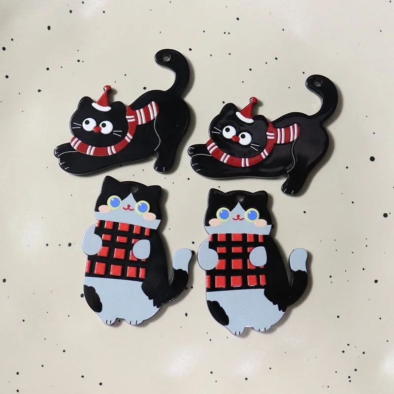 

Новое поступление, 50 шт./лот, цветные двухсторонние узорные принты, животные, мультяшные кошки, акриловые бусины, ювелирные изделия «сделай сам», аксессуары для одежды