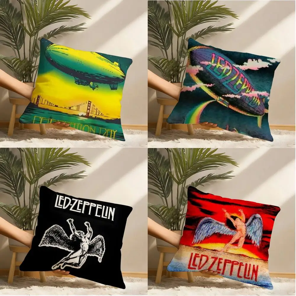 L-Led Z-Zeppelin Cushion Cover Natural Linen Organic Fabric Double-Sided Printing Breathable Perfect Gift For Decor