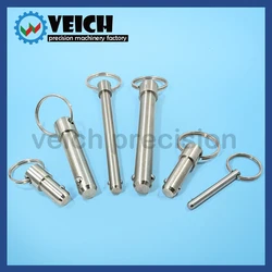 VCN114 Edelstahl Frühling typ Ball Kopf Locking Pin Durchmesser 5 ~ 25mm Quick Release Ortung Pins Mit Pull ring Länge 10 ~ 100mm