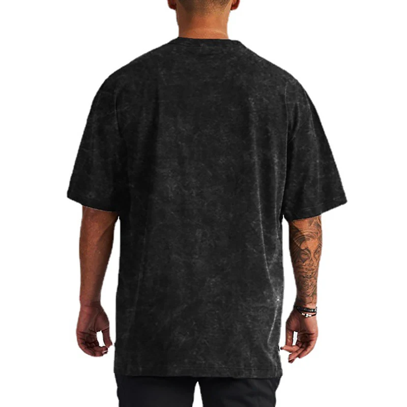 Mens Fashion Korean Brand Trend Gym Antique Style Short Sleeve T-Shirt Casual Cool Running Clothing Hip Hop Bodybuilding Tshirt