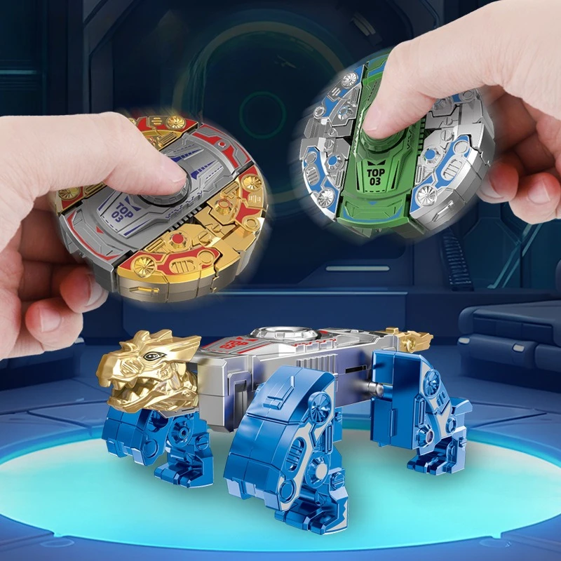 2 in 1 Dinosaur Mecha Battle Vehicle Transforming Fidget Spinner ABS Hand Spinner EDC Stress Relief Toys Adult Fidget Toys