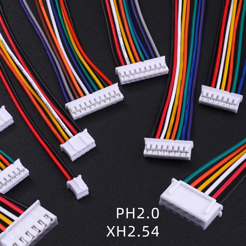 50Pcs/10PCS PH2.0 XH2.54 Cable Kit 10cm with 26AWG Wires Various Pin Sizes 2-10 Pins for Electronics