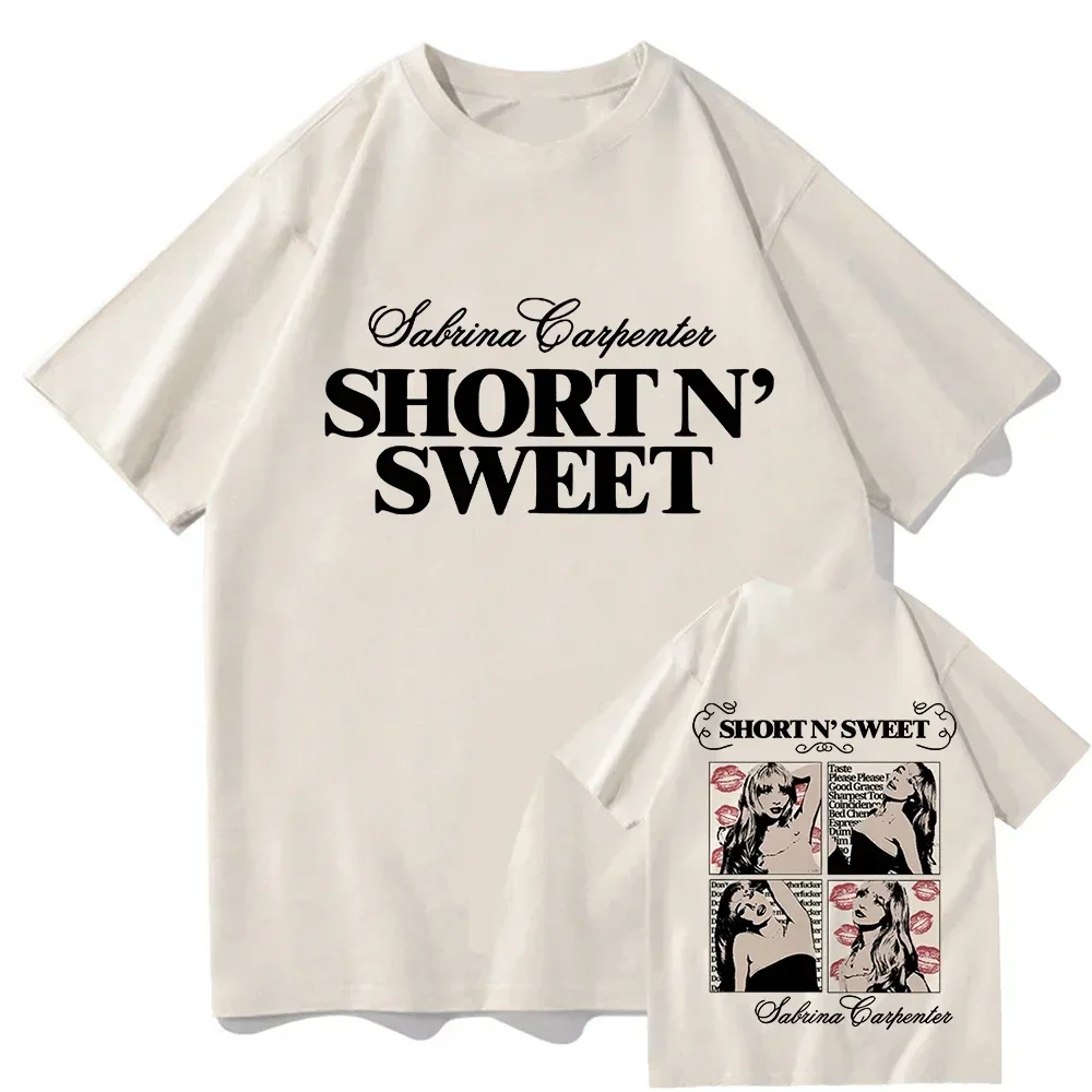 Sabrina Carpenter Short n' Sweet Album T Shirt Men/women Clothing Harajuku Vintage Unisex Cotton Graphic T Shirts Kawaii Clothes