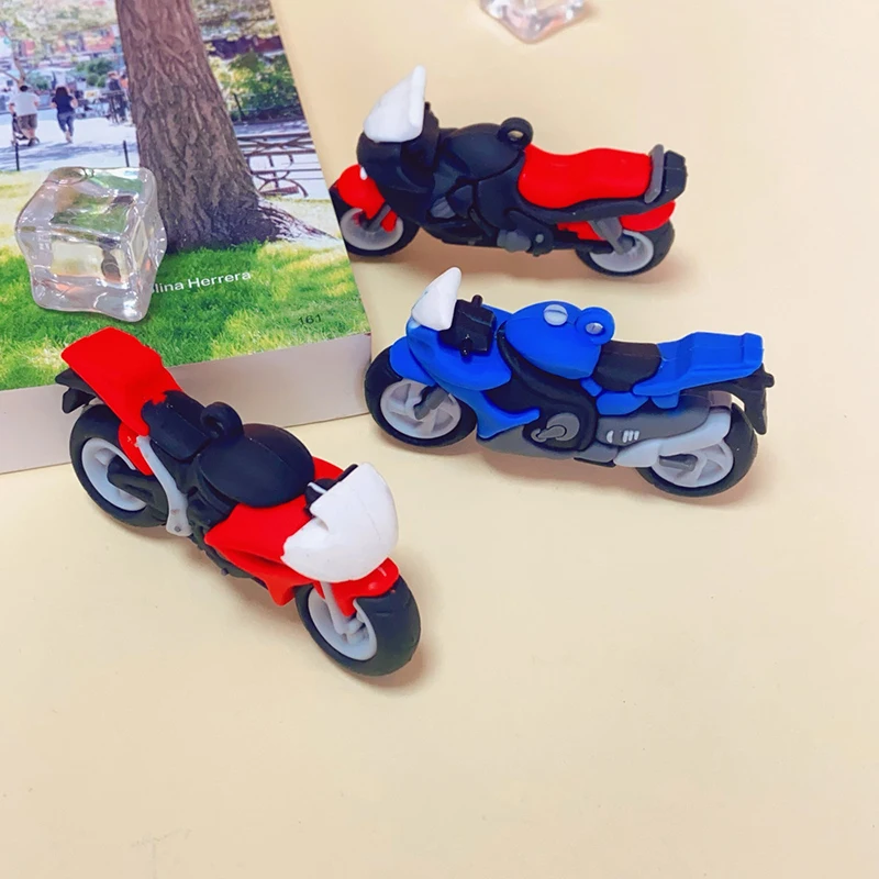 1Pcs Fun Creative three-dimensional motorbike doll keychain accessories Stationery clothing decoration DIY handmade accessories