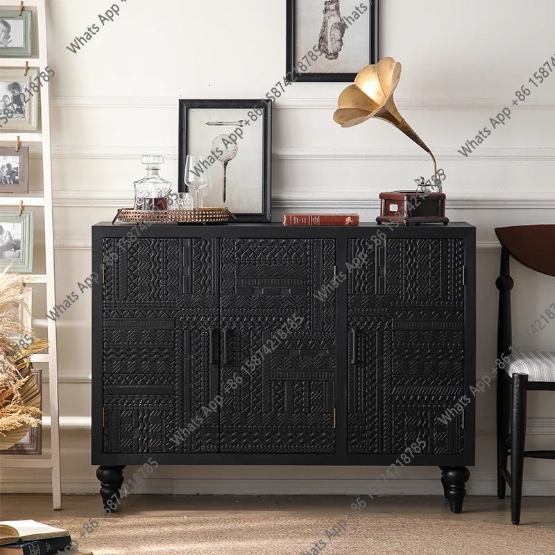 X5 Z Dining Side Cabinet, Surprised By The Quiet Wind Entering The House, Entrance Cabinet, Black Solid Wood Locker