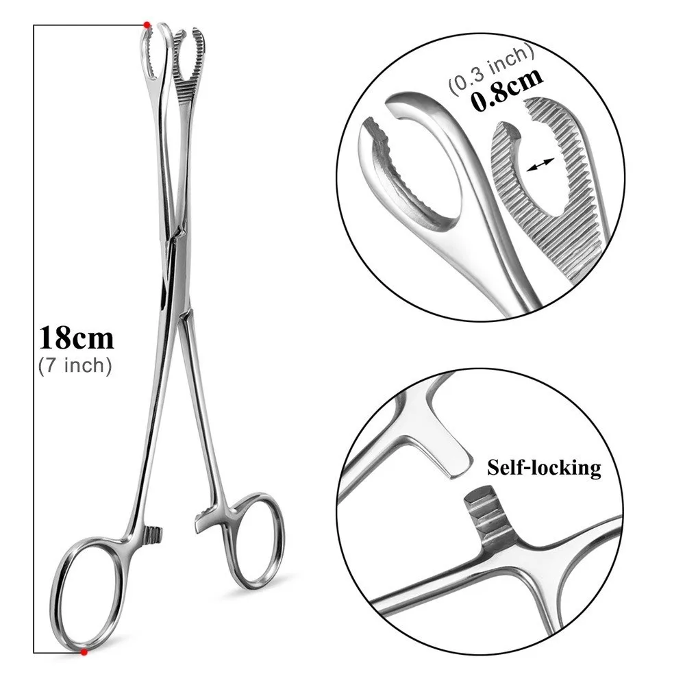 Surgical Steel Body Piercing Tool Professional Straight Head Piercing Forceps Open Close Ring Needle Pipe Clamp